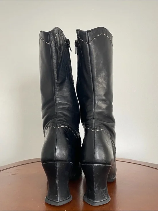 Vintage John Fluevog Hi Choice Vanny Black Leather Heeled Boots - Picture 4 of 10